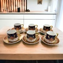 طقم شاي 12 قطعة 6 مجات مع 6 اطباق بورسلين مزين برسومات رمضانية مبهجة