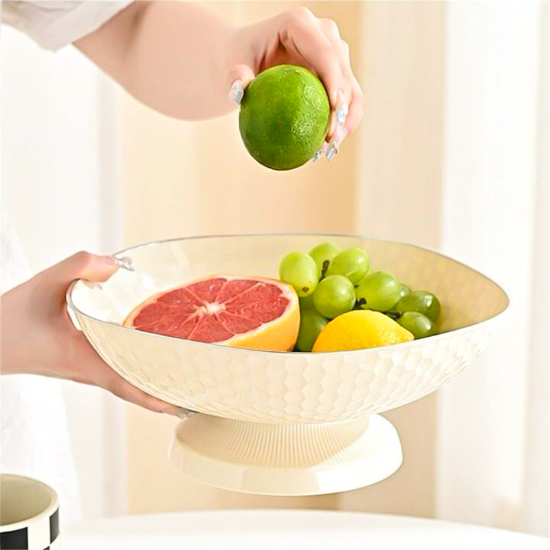طبق لحمل وتقديم الفواكه بقاعدة قابلة للفك والتركيب من البلاستيك
