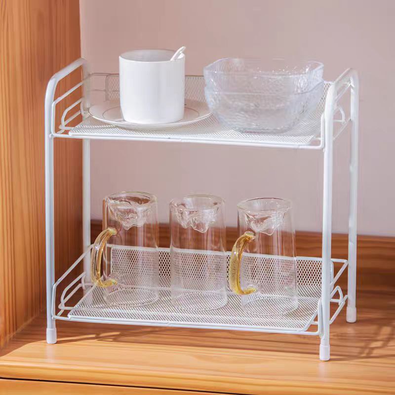 استاند 2 دور منظم وحامل لأدوات المطبخ والحمام من المعدن