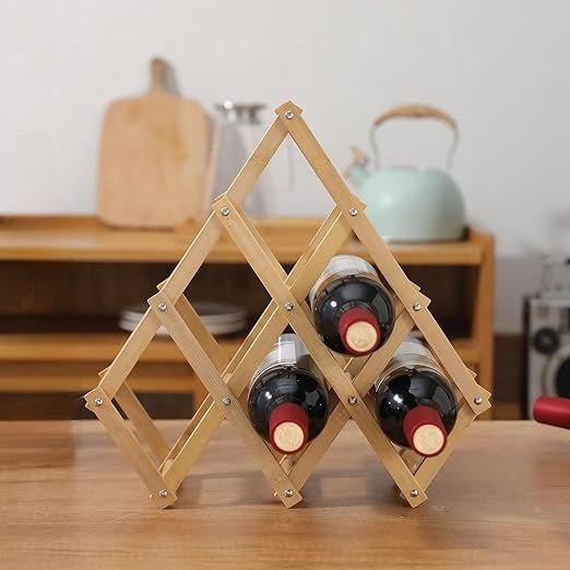 استاند خشب مقسم 6 خانات قابل للطي لحمل وتنظيم زجاجات المياة والعصائر