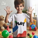 Play تيشيرت اطفال قطن باللون الابيض