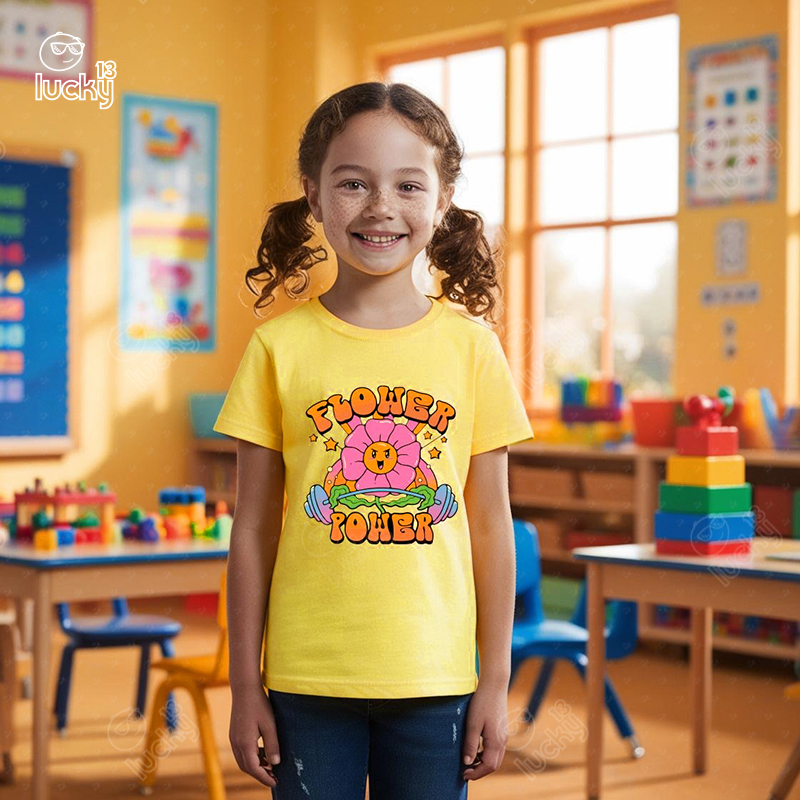 The Power of Flower تيشيرت اطفال قطن باللون الاصفر