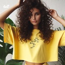 Bla Bla Bla  كروب توب اوفر سايز باللون الاصفر