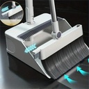 طقم تنظيف 3 في 1 مقشة وجاروف ومساحة بيد معدن دوارة قابة للطي