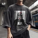 Star War Universe تيشيرت اوفر سايز قطن باللون الرمادي للرجال