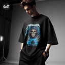 Darkia Metallica تيشيرت اوفر سايز قطن باللون الاسود للرجال