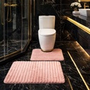 طقم دواسات قطعتين لارضيات الحمام من القطيفة باللون البينك