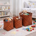 طقم باسكت تخزين 3 قطع بمقاسات مختلفة منسوج من الرتان