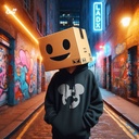 Micky Mouse ºoº هودي اوفر سايز قطن باللون الأسود