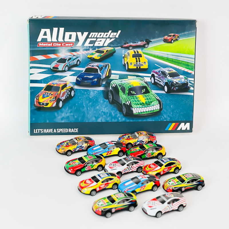 مجموعة عربيات سباق رياضية ميني للاطفال 12 قطعة