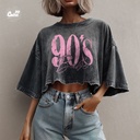 90's  كروب توب اوفر سايز باللون الرمادي المحجر