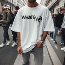 Whatever تيشيرت اوفر سايز قطن باللون الابيض للرجال
