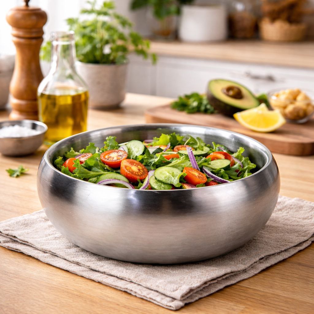 بولة استانليس ستيل عميقة للسلطة مقاس 28 سم