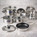 طقم حلل استانليس ستيل للطهي 22 قطعة