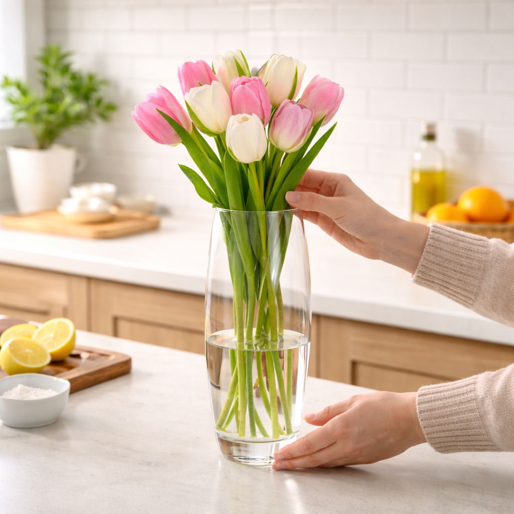 فازة زجاج شفاف بتصميم بيضاوي الشكل مقاس 26 * 8 سم