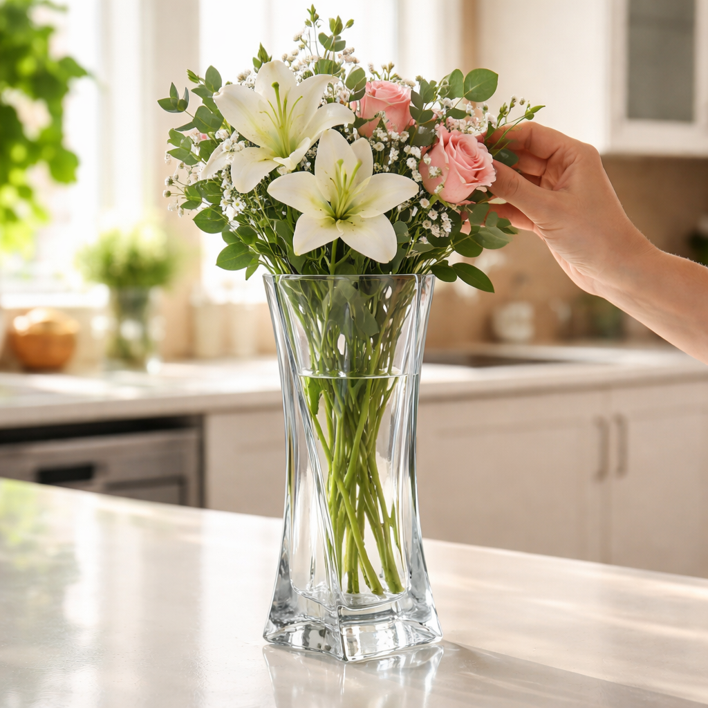 فازة ورد شيك طويلة لتجديد ديكور البيت مقاس30 * 11