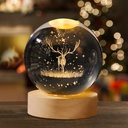 بلورة كريستال ثلاثية الابعاد بتصميم غزالة بقاعدة خشبية قابلة للفصل