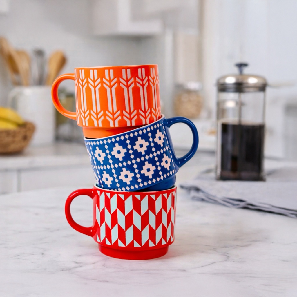 مج بورسلين مزخرف بتصميم مميز للمشروبات الساخنة و النسكافيه 350 ملي