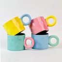 مج بورسلين بتصميم مموج ويد دائرية مناسب لشرب النسكافية والاتيه 350 ملي