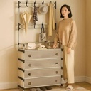 جزامة بـ 4 أرفف بغضاء لحفظ الاحذاية من الاتربة وستاند مزود ب 8 هوكات لتعليق الشنط والكابات