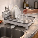 صفاية مواعين لحمل وتجفيف الأطباق والأكواب مزودة بحامل للشوك والمعالق وفتحة لتصريف المياه