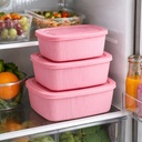 طقم علب تلاجة 4 قطع بأحجام مختلفة لحفظ وتنظيم الطعام بغطاء بإطار سيليكون محكم العلق