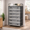 جزامة  6 أرفف 7 شيلف بقوائم معدن مع غطاء عازل للأتربة