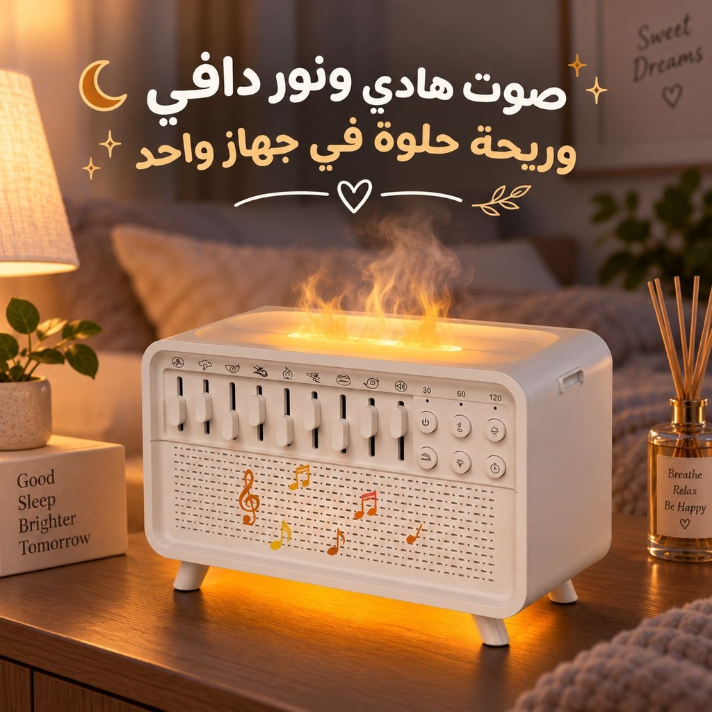 جهاز وايت نويز مضيئ للنوم مع سبيكر بلوتوث مع فواحة لتعطير المنزل 200 ملي