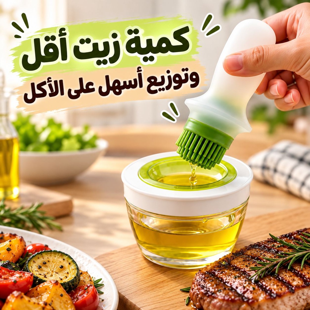 طقم زياتة وفرشة سيليكون 2 في 1 لتوزيع الزيت والصلصات على المشاوي والمخبوزات