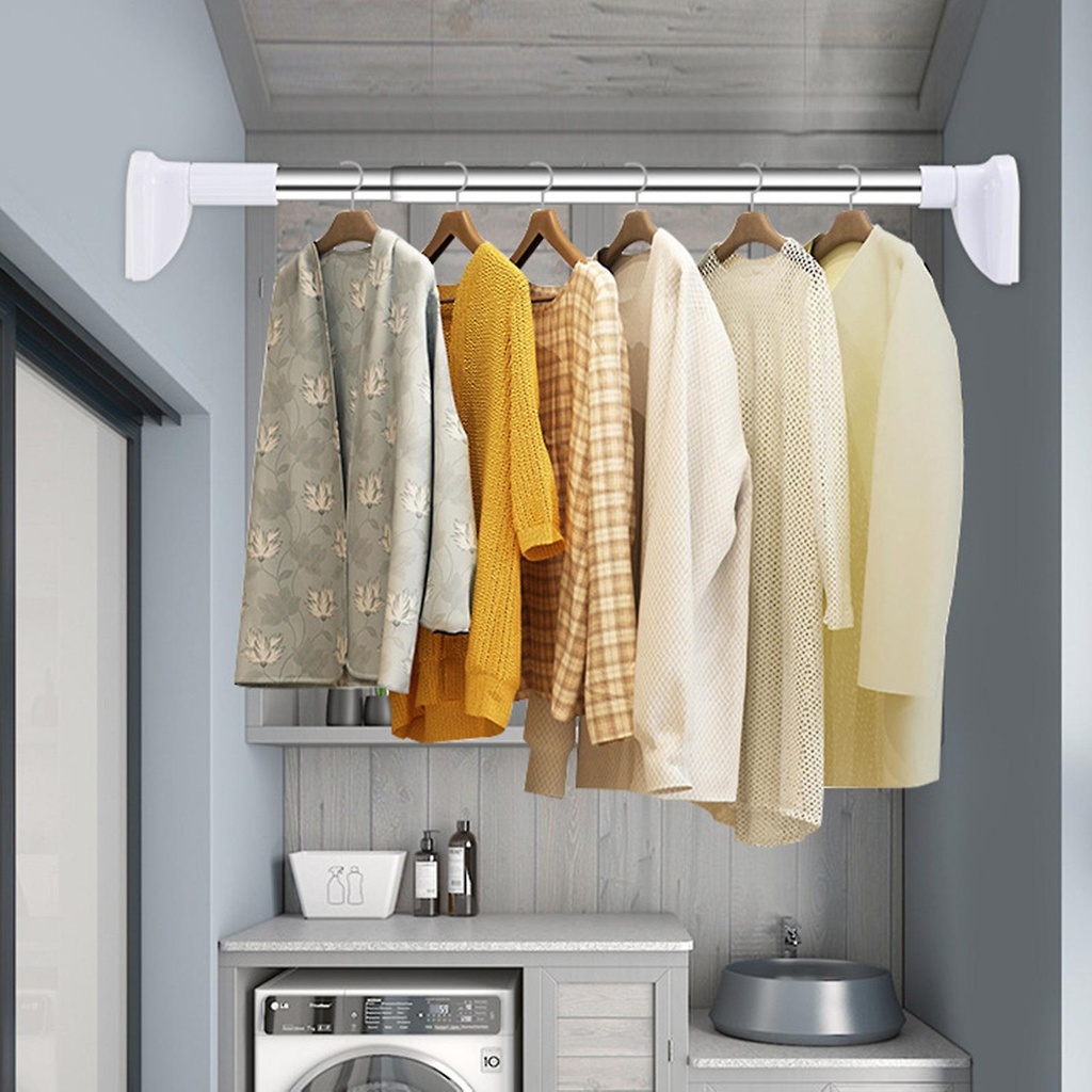 ماسورة استانليس قابلة لتعديل الطول للستائر وتعليق الملابس متعددة الاستخدام