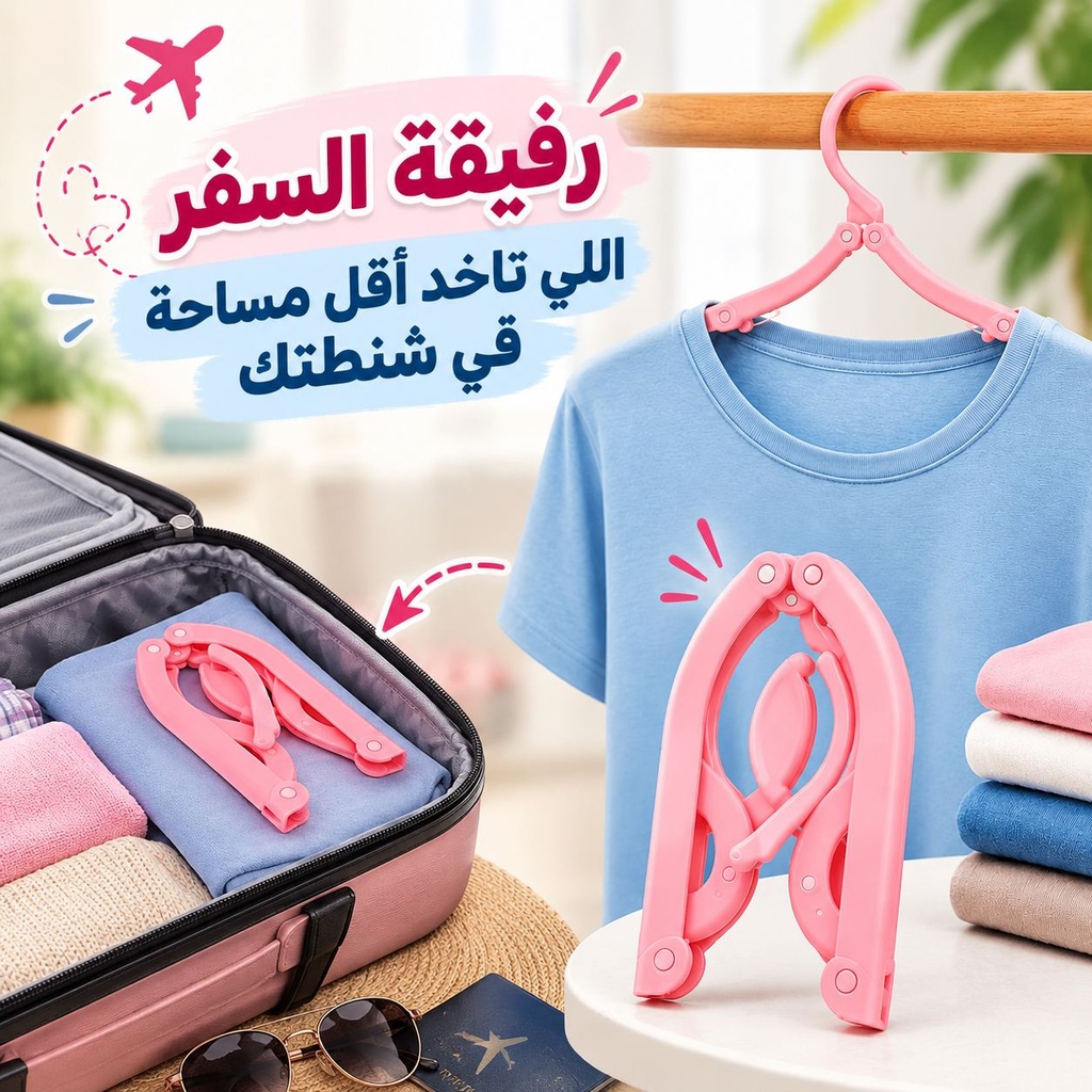 شماعة ميني قابلة للطي لتعليق الملابس وقت السفر والرحلات