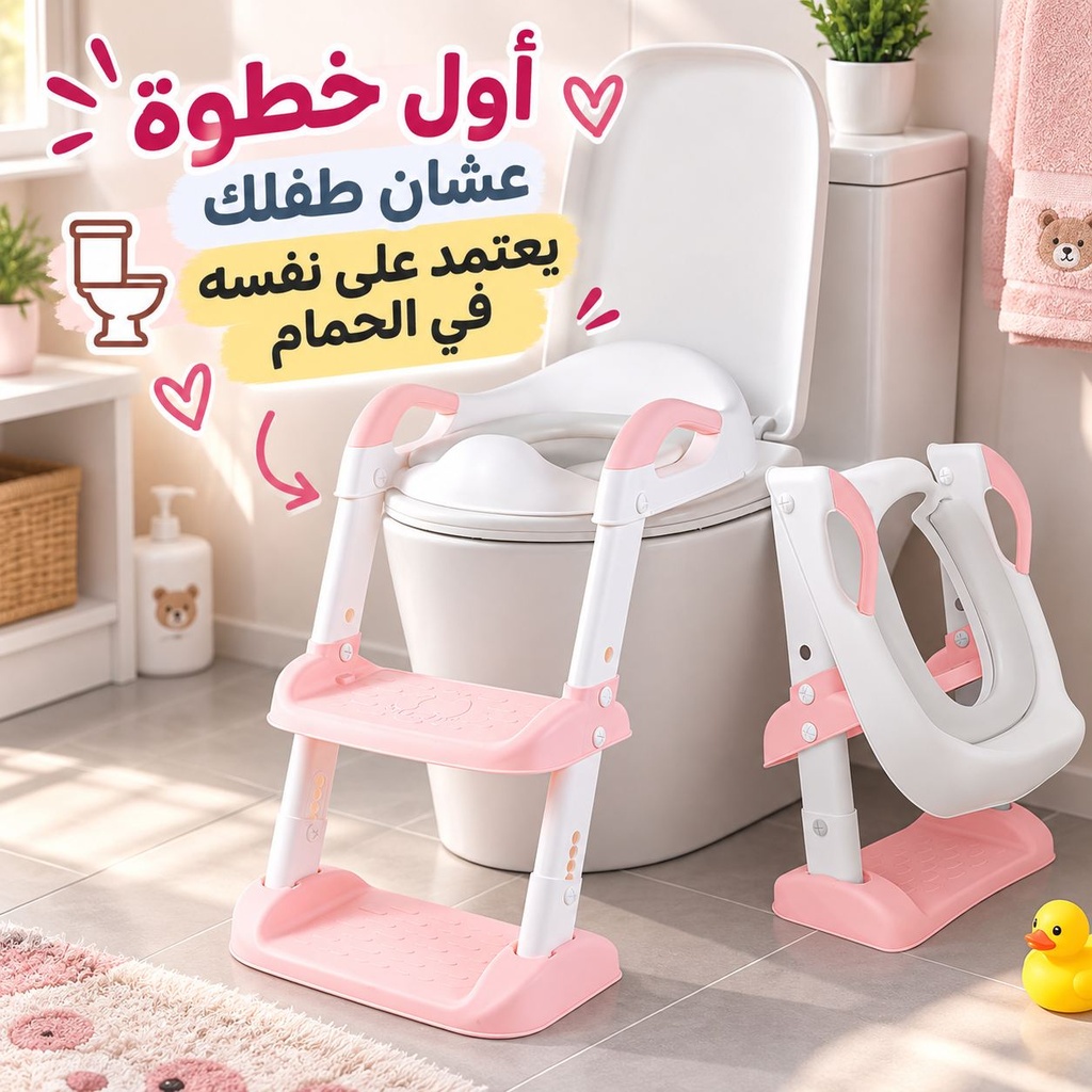 بوتي بسلم لتدريب الأطفال على الجلوس على قاعدة التواليت قابل للطي