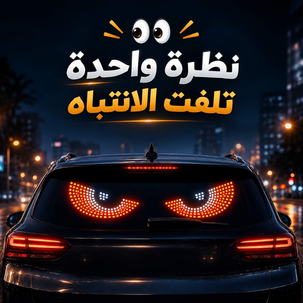 شاشة ليد منفصلة مرنة لتزيين الزجاج الخلفي للسيارة بتصميم عيون النسر بمنفذ يو اس بي