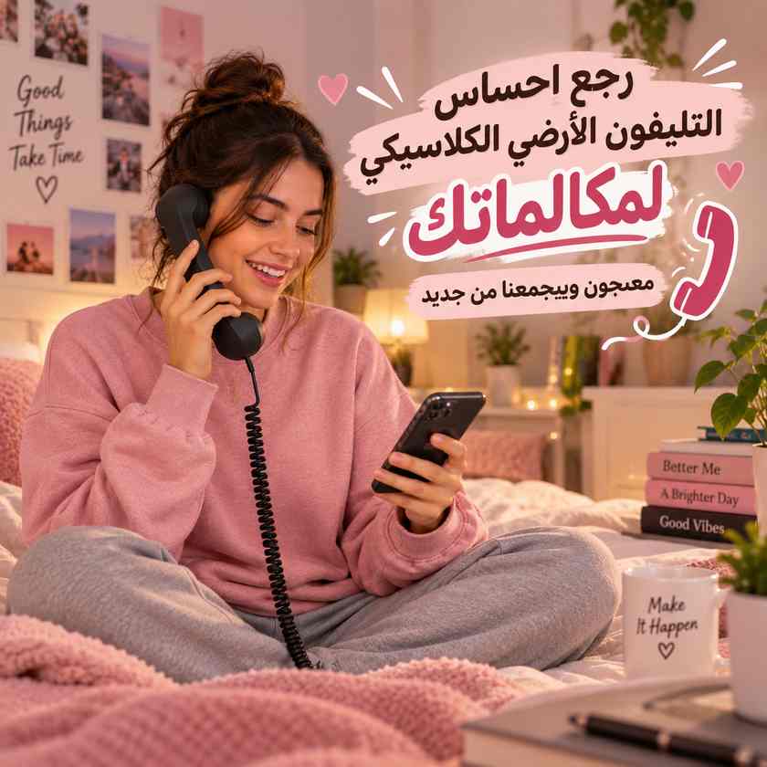 سماعة هاتف ريترو سلكية  للمكالمات مع تحكم في مستوى الصوت