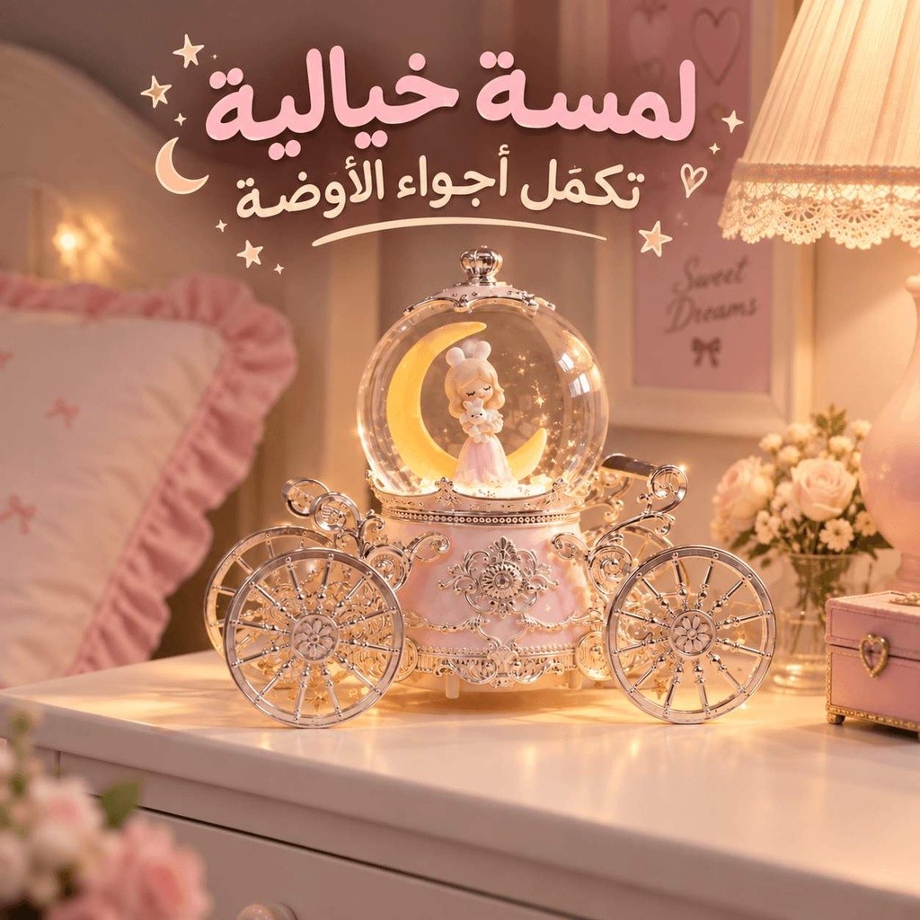 بلورة كريستالية مضيئة بتصميم عربة الأميرة مع موسيقى