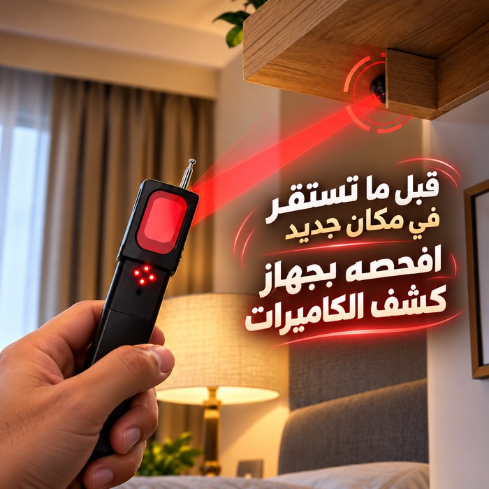 جهاز كشف الكاميرات المخفية وأجهزة التنصت وتتبع GPS محمول للسفر والفنادق