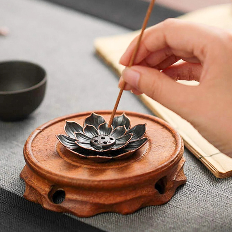 حامل عيدان البخور لوتس نحاسي شيك للمنزل والمكتب