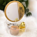 علبة اكليريك ومرايا مقسمة لتنظيم الاكسسورات والمجوهرات بغطاء خشبي