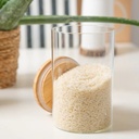 علبة اكليريك بغطاء خشبي ومنظم  لحفظ وتخزين الحبوب والبقوليات تسع حتي 2.3 لتر