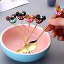 طقم معالق وشوك للأطفال ميكي ماوس 4 قطع استانليس مطلي باللون الذهبي