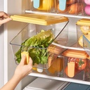 درج ثلاجة منظم وحامل للفواكه والخضروات بيد وغطاء محكم الغلق من الاكليريك الشفاف