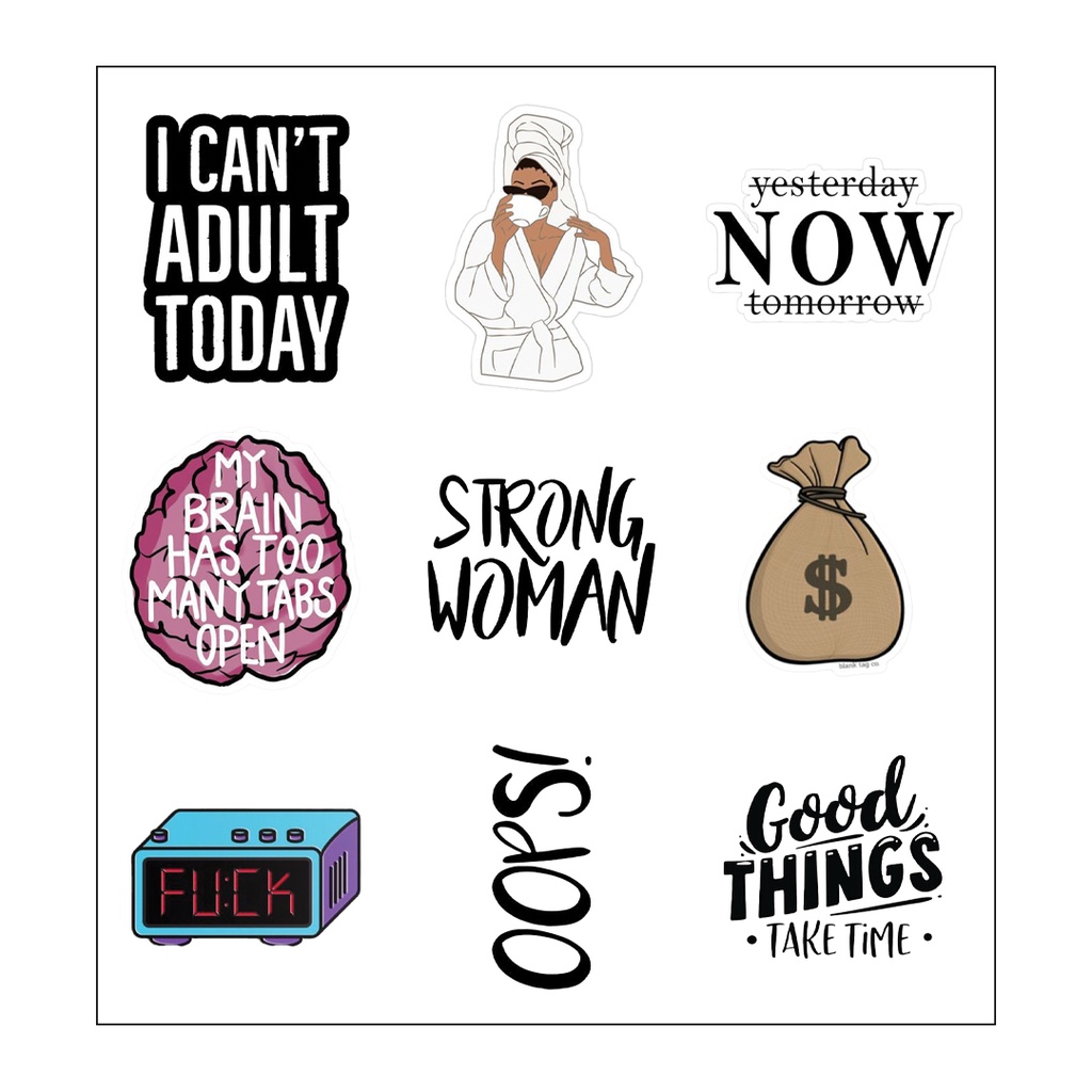 Strong Woman Vinyl Sticker Pack Reusable &amp; Waterproof