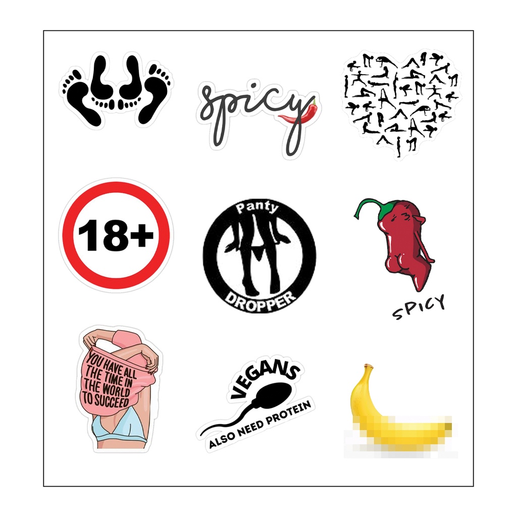 +18 Vinyl Sticker Pack Reusable &amp; Waterproof