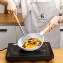 معلقة سيليكون لتقليب وإخراج وتقديم الطعام بيد خشب طويلة بفتحة للتعليق