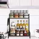 استاند منظم وحامل للتوابل والبرطمانات 2 دور من الفولاذ المجلفن