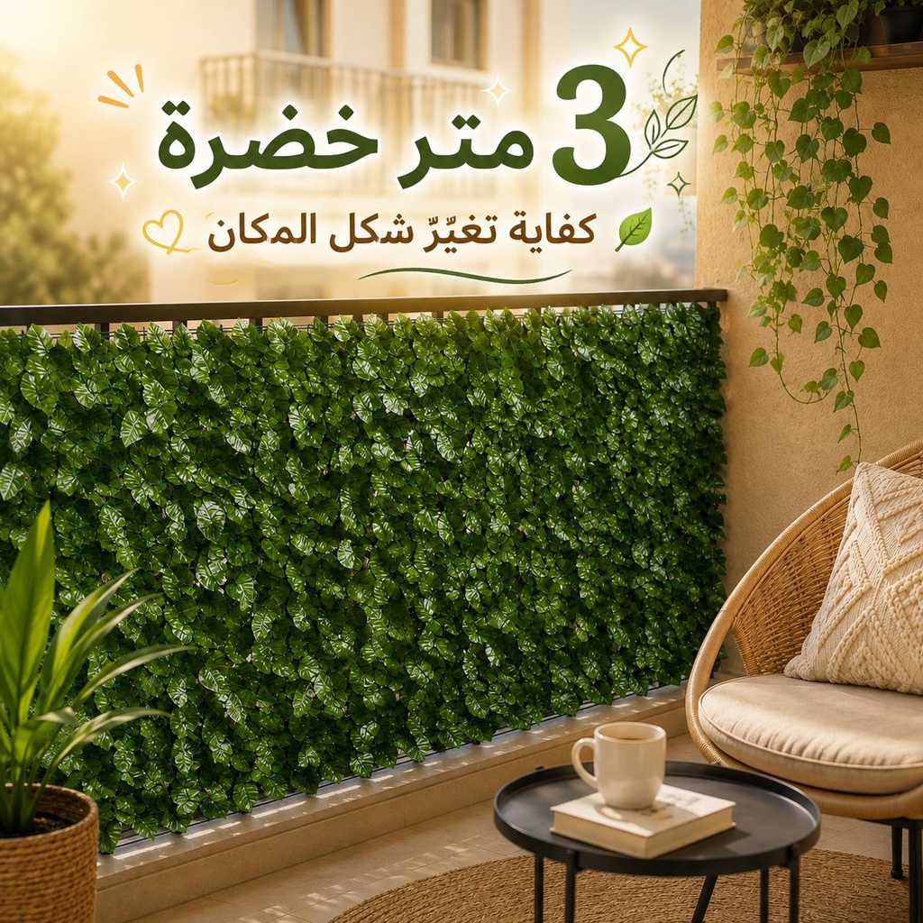 رول زرع صناعي 3 متر لتزين حدائق المنازل والبلكونات والمطاعم والكافيهات