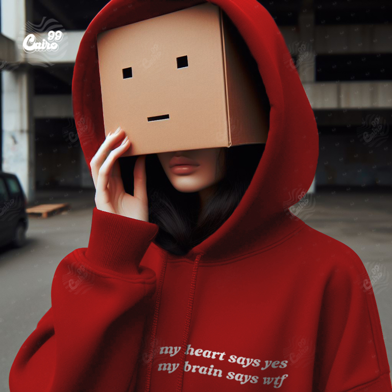 My Heart Says Yes , My Brain Says Wtf هودي اوفر سايز قطن