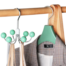 [HH00016353] شماعة دوارة 360 درجة ب 6 هوك خشب  لتعليق الملابس والشنط  لتوفير مساحة داخل الدواليب