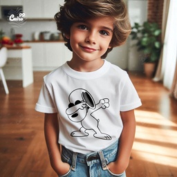 Dabbing Snoopy تيشيرت اطفال قطن باللون الابيض