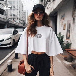 Let's Make Better Mistakes كروب توب اوفر سايز قطن باللون الأبيض